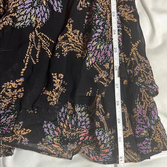 Free people Long sleeve black print Ruffled Tiered Dress size S - Picture 10 of 11